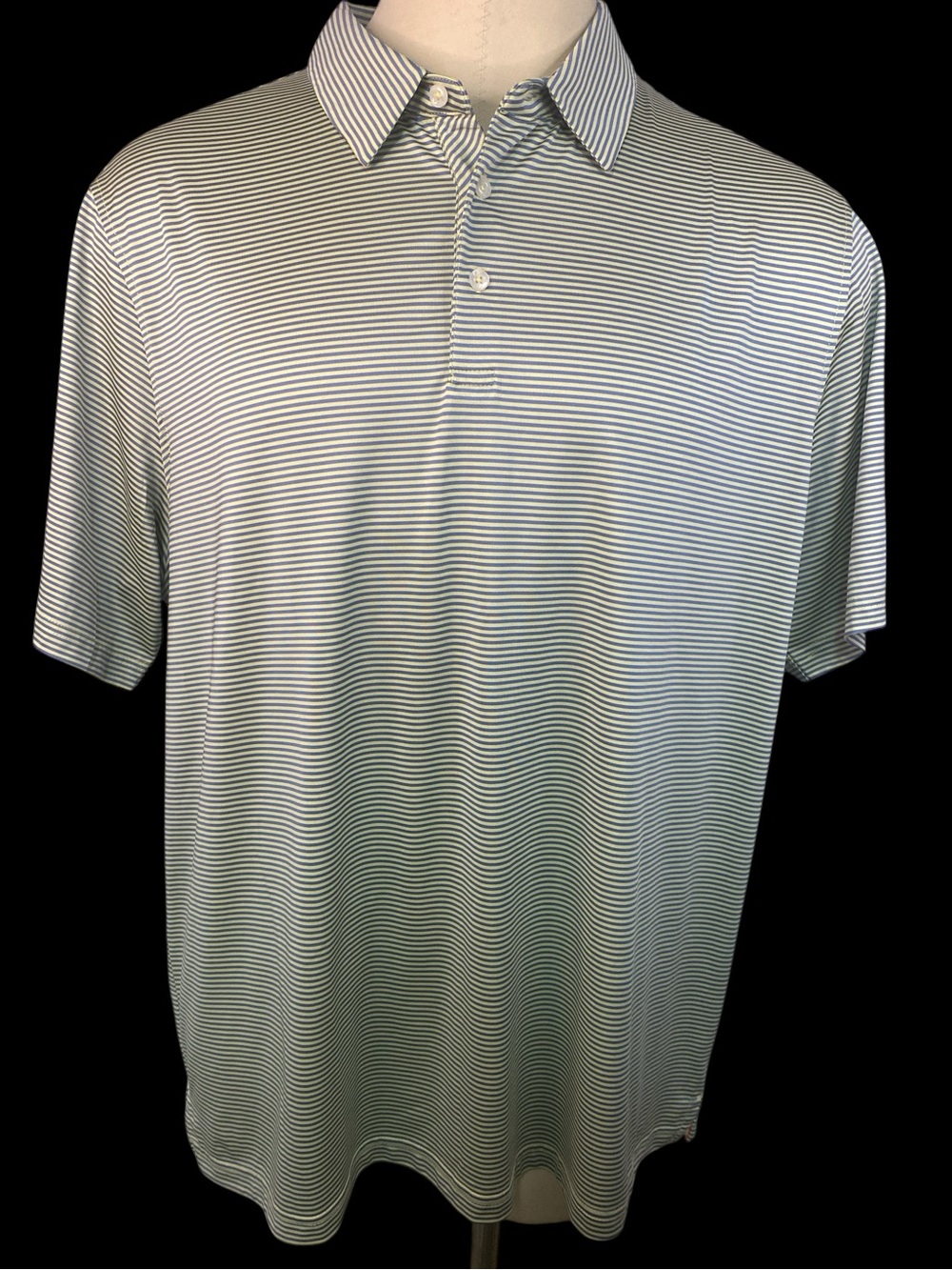 Michael Rouen Blue and Green Striped Polo Shirt Men’s 3XL